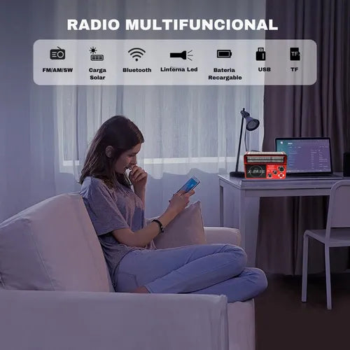 Radio Portátil Carga Solar Waxiba – Energía, Música y Luz en Cualquier Lugar 📻☀️