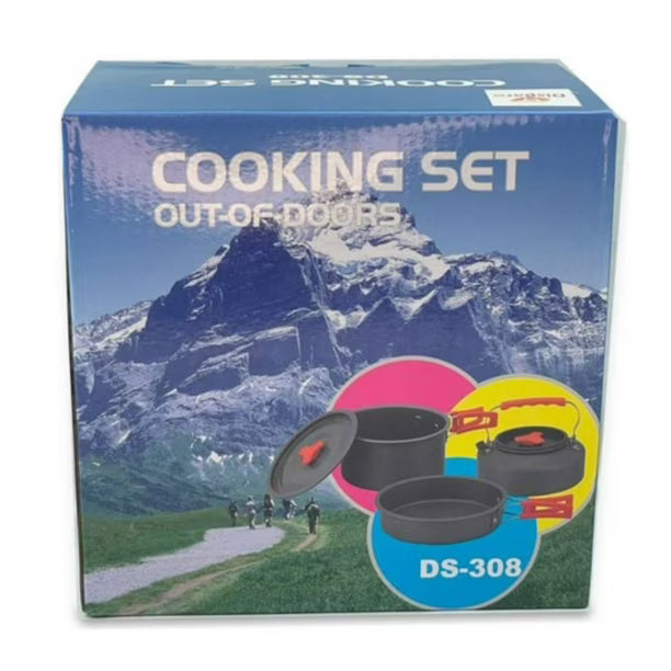 🔥 Set de Ollas Camping DS-308 – Cocina al Aire Libre con Estilo y Comodidad 🌲