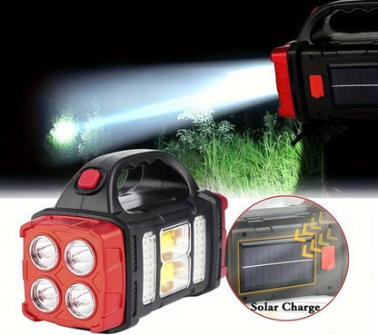 Linterna LED Carga Solar Portátil – Iluminación Táctica con Energía Dual y Powerbank 🔦☀️