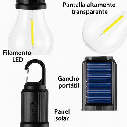 Pack x2 Ampolletas Solares de Camping – Iluminación Portátil con Estilo Vintage y Energía Dual 🌞💡