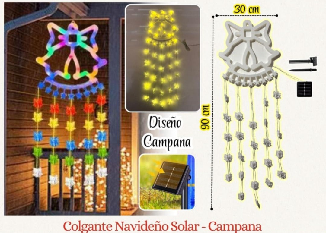 Guirnalda LED Navideña De Campanas – 90 cm con 60 LED Multicolores para Iluminar tu Hogar 🎄✨
