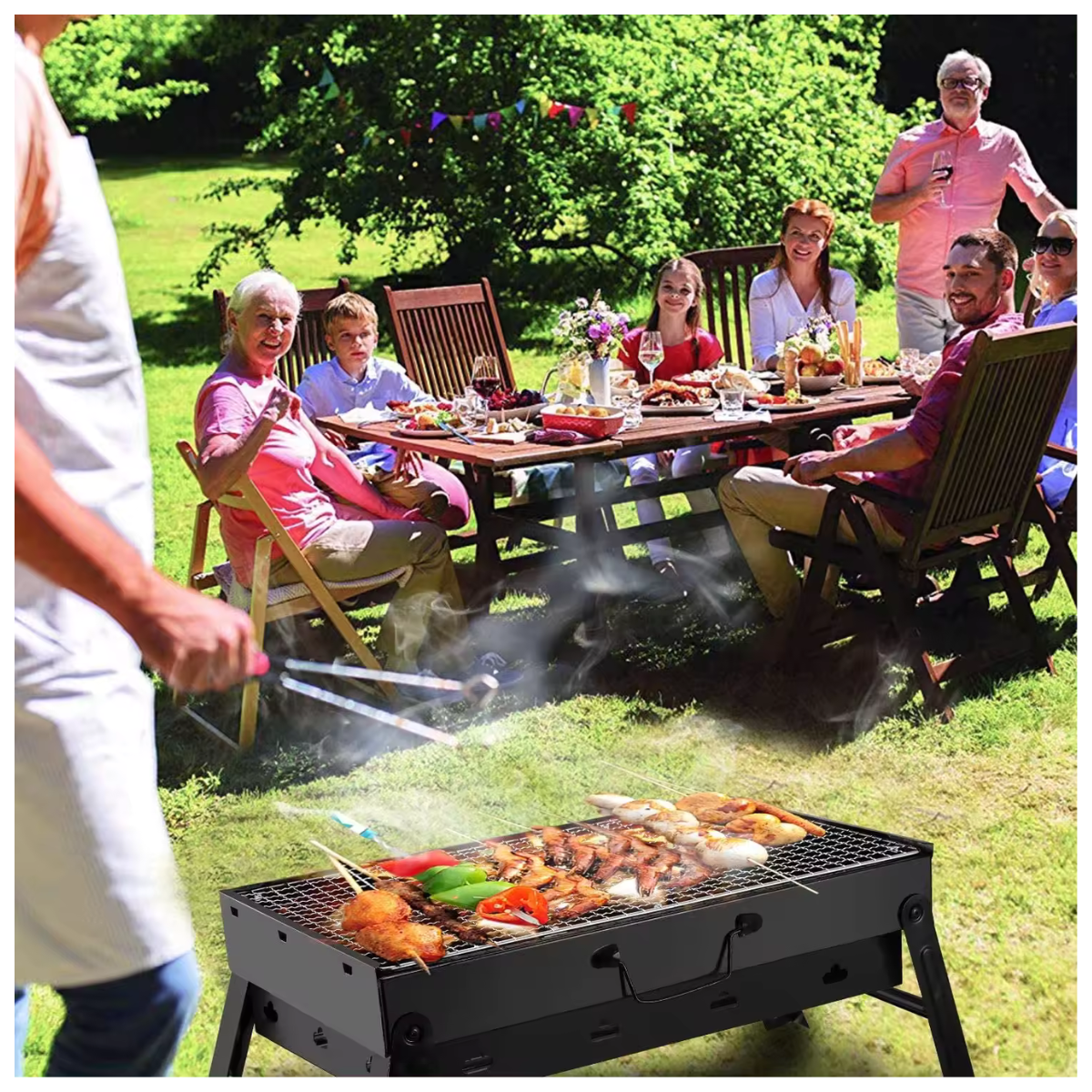 Parrilla Portátil de Acero para Carbón – Asados Perfectos en Cualquier Lugar, Sin Límites 🔥🍖
