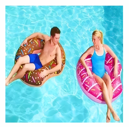 🍩 Flotador Donut Grande 120 cm Café – Diversión Dulce y Refrescante en el Agua