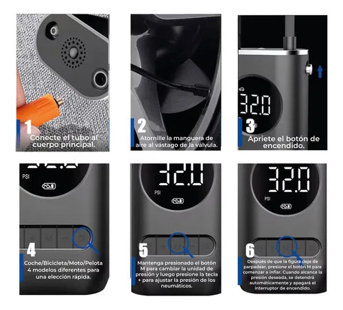 Inflador Portátil Inalámbrico Recargable – Inflado Rápido, Inteligente y Sin Complicaciones 🚗💨