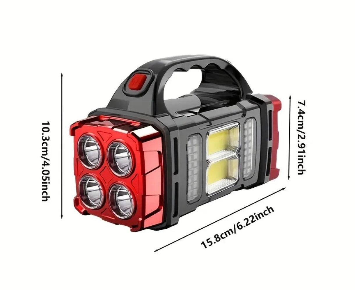 Linterna LED Carga Solar Portátil – Iluminación Táctica con Energía Dual y Powerbank 🔦☀️