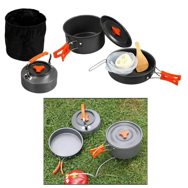 🔥 Set de Ollas Camping DS-308 – Cocina al Aire Libre con Estilo y Comodidad 🌲