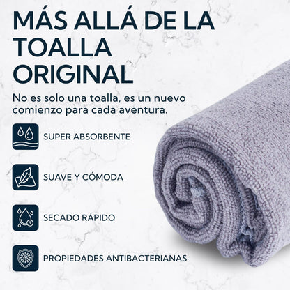 🛁 Pack 2 Toallas Microfibra Terry Gris – Suavidad y Absorción al Máximo