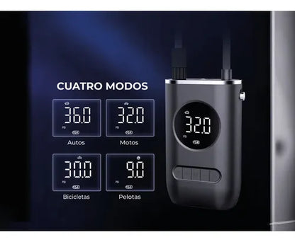 Inflador Portátil Inalámbrico Recargable – Inflado Rápido, Inteligente y Sin Complicaciones 🚗💨