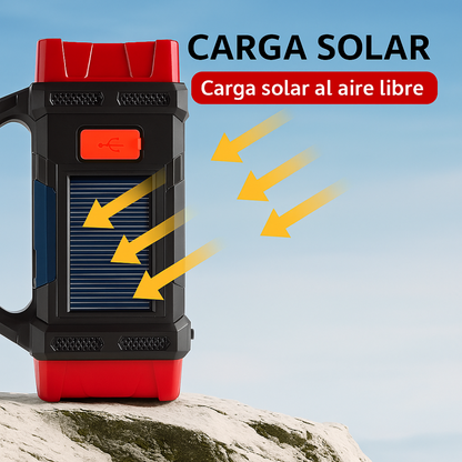 Linterna LED Carga Solar Portátil – Iluminación Táctica con Energía Dual y Powerbank 🔦☀️