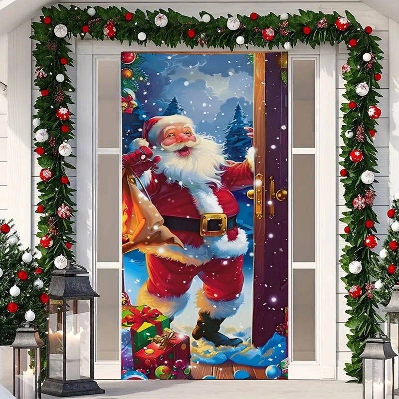 Cubierta De Puerta De Navidad Decoración – Transforma tu Entrada en un Portal Mágico Navideño 🎅✨