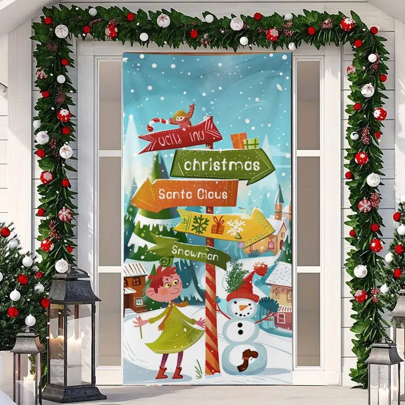 Cubierta De Puerta De Navidad Decoración – Transforma tu Entrada en un Portal Mágico Navideño 🎅✨